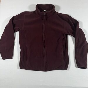 Uniqlo Full Zip Collared Jacket Burgundy Mid-Length Women's Size M